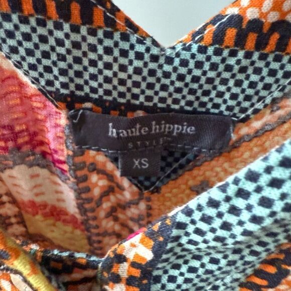 Haute Hippie Boho Patchwork Print Colorful Wode Leg Jumpsuit XS - Picture 7 of 7